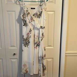 White floral wrap dress